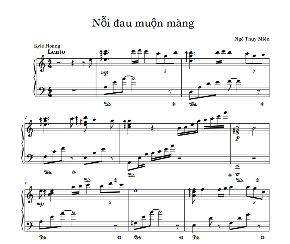 Ngô Thụy Miên - Nỗi đau muộn màng for piano solo